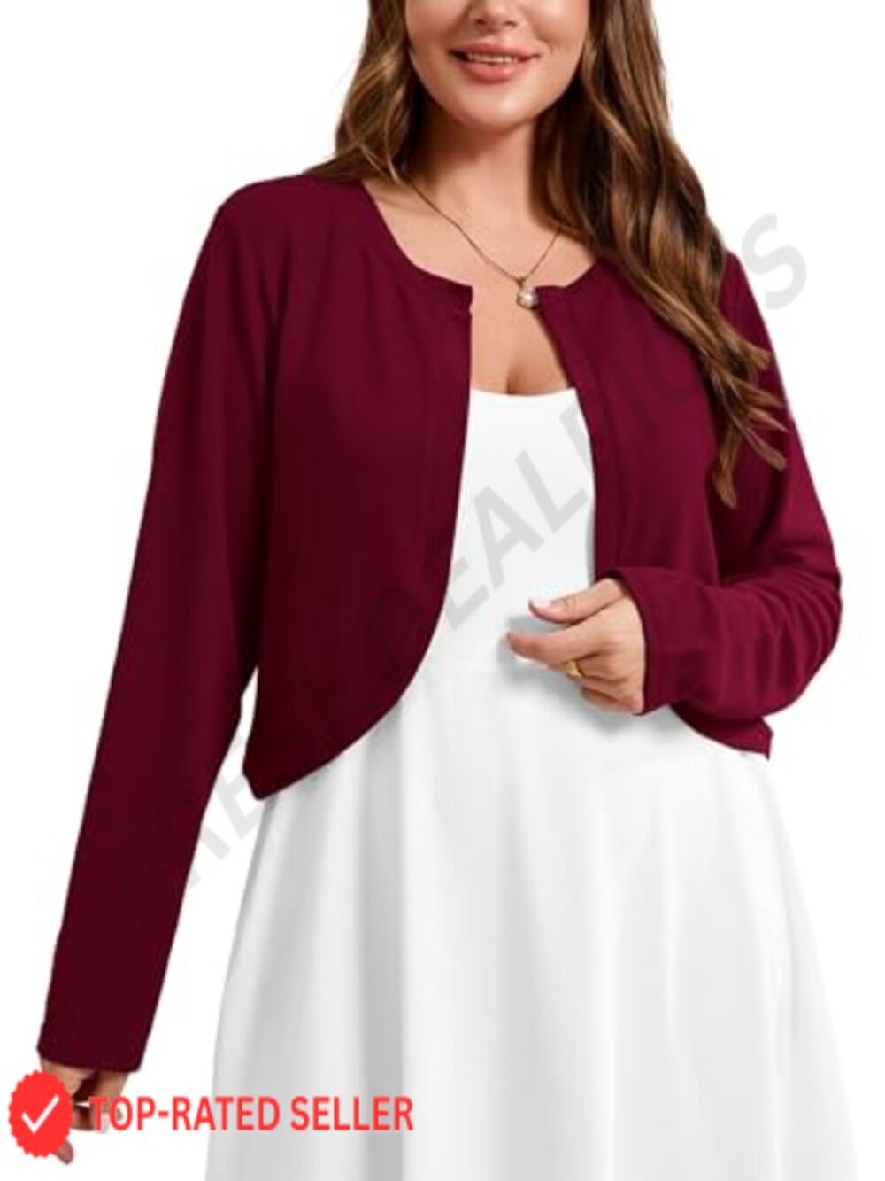 Plus Size Lightweight Knit Open Front Cropped Bolero Cardigan Shrug